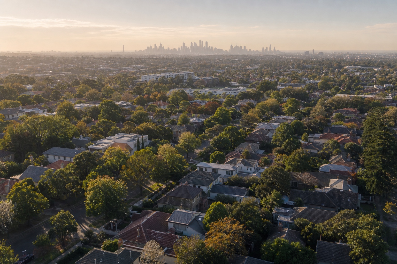 Aerial view of growing Melbourne suburbs