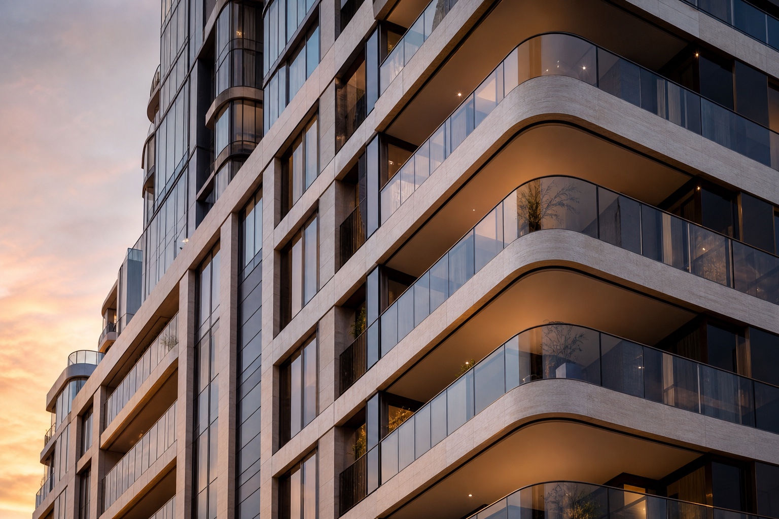 Architect-designed home at dusk
